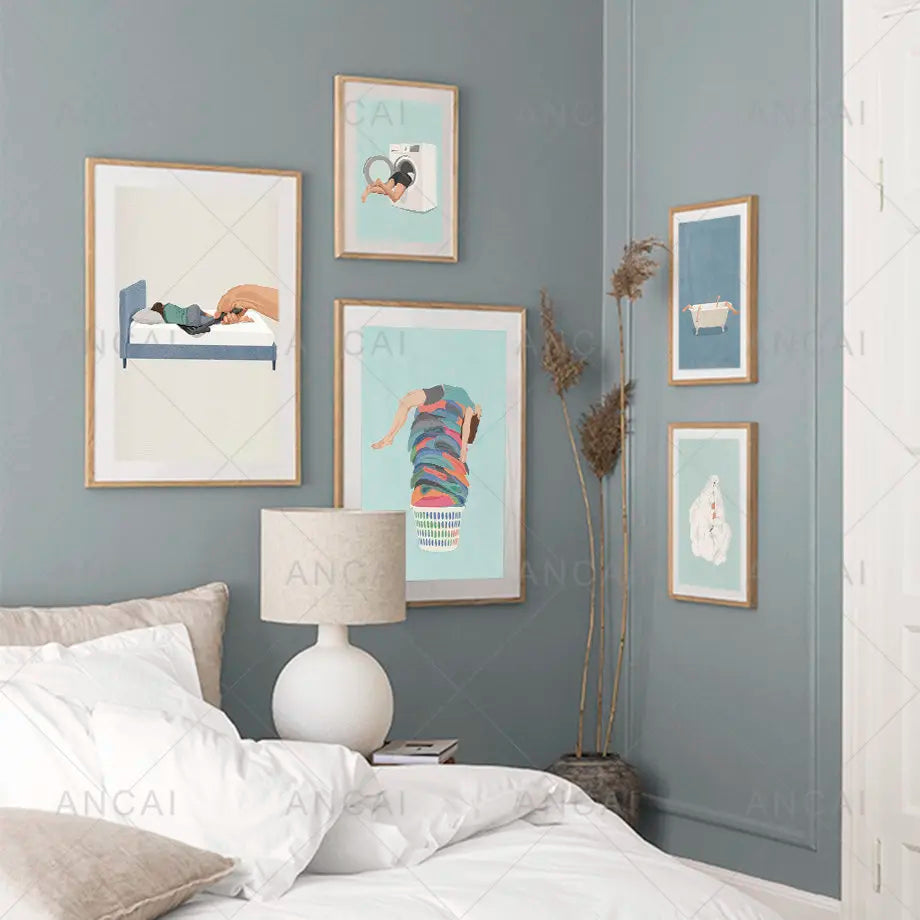 ’Laundry Girl Nordic Wall Art Print’ - Posters