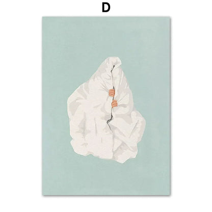 ’Laundry Girl Nordic Wall Art Print’ - 13x18cm No Frame / D - Posters