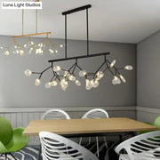 Modern black metal DecorBites™ island chandelier with branching arms and clear glass globe bulbs for bedroom 110v-120v 220v-240v