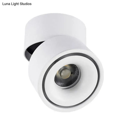 Modern black and white round led flush mount with metallic shade and color temperature control for bedroom lighting