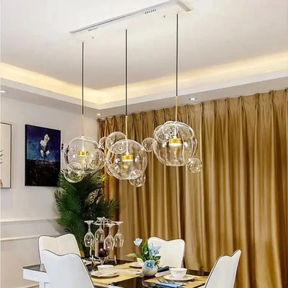 Modern glass bubble ball decor led pendant lights with gold accents for nordic decor led home lighting by decorbites
