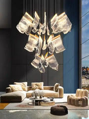 DecorBites™ led ceiling chandelier with gold-toned accents and translucent glass elements for modern living room decor