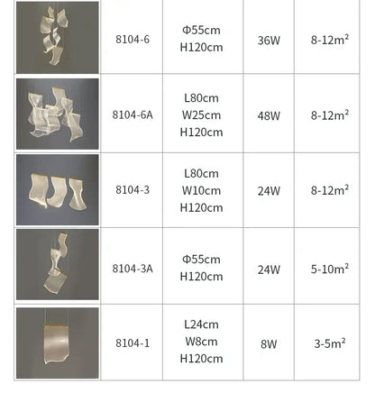 Decorbites™ led ceiling chandelier in translucent acrylic with flowing arms for modern living room lighting