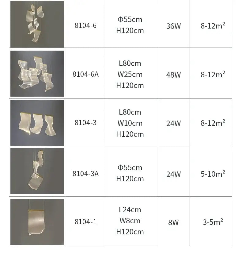 Decorbites™ led ceiling chandelier in translucent acrylic with flowing arms for modern living room lighting