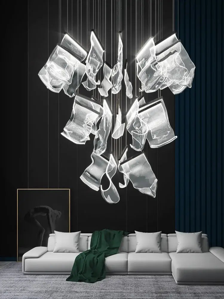 DecorBites™ modern translucent glass led ceiling chandelier with sculptural design for living room ceiling chandelier