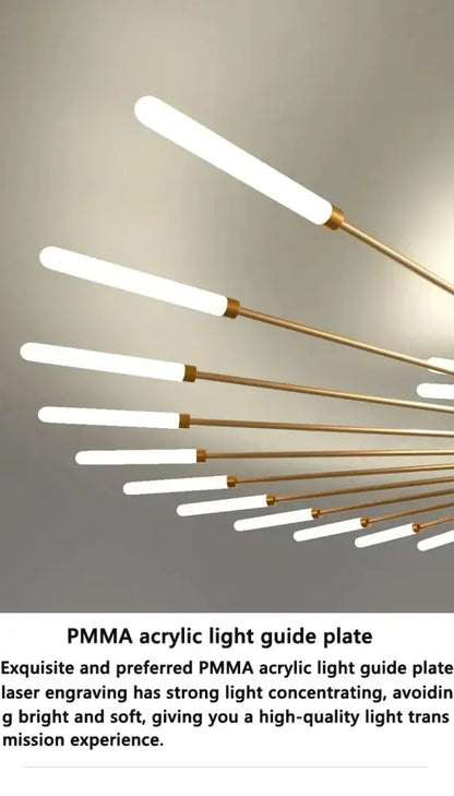 DecorBites™ led ceiling chandelier light featuring gold-toned rods and frosted pmma acrylic lamp plates