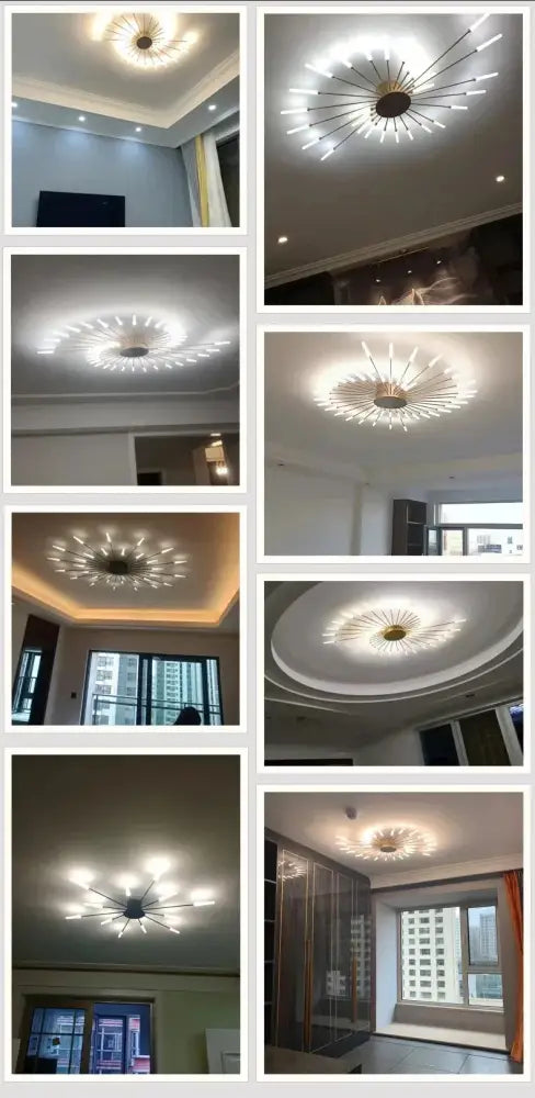 Modern DecorBites™ led ceiling chandelier light with dark base and metallic arms emitting bright white illumination