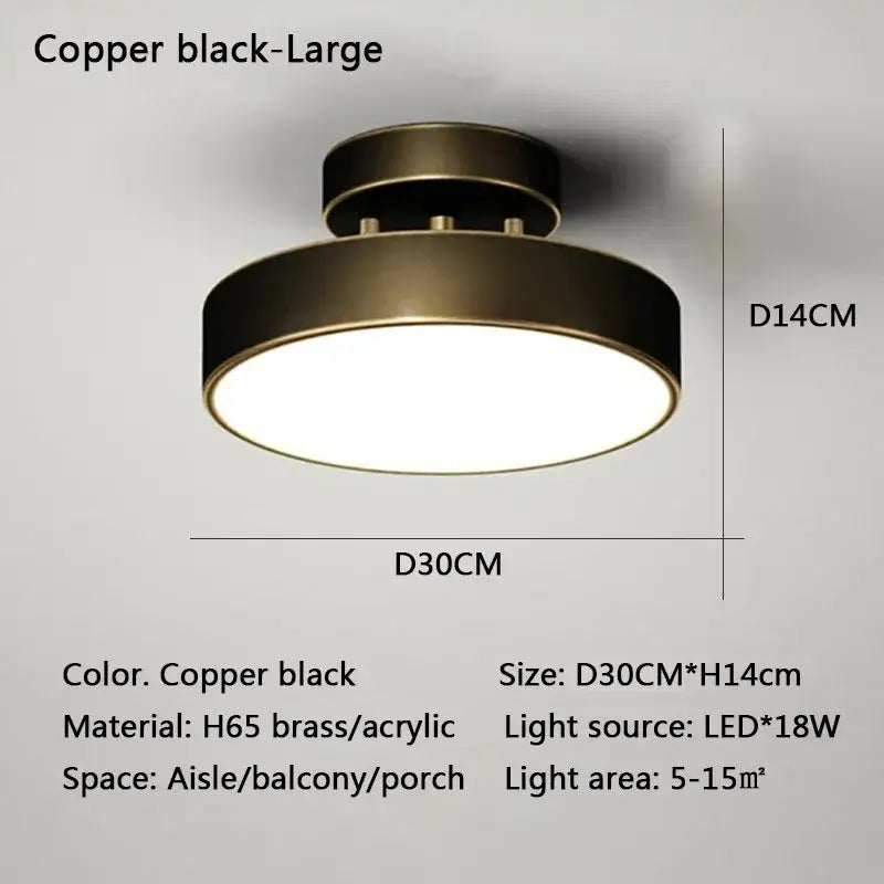 Copper black DecorBites™ led ceiling light with circular h65 brass acrylic design for bedroom and living room