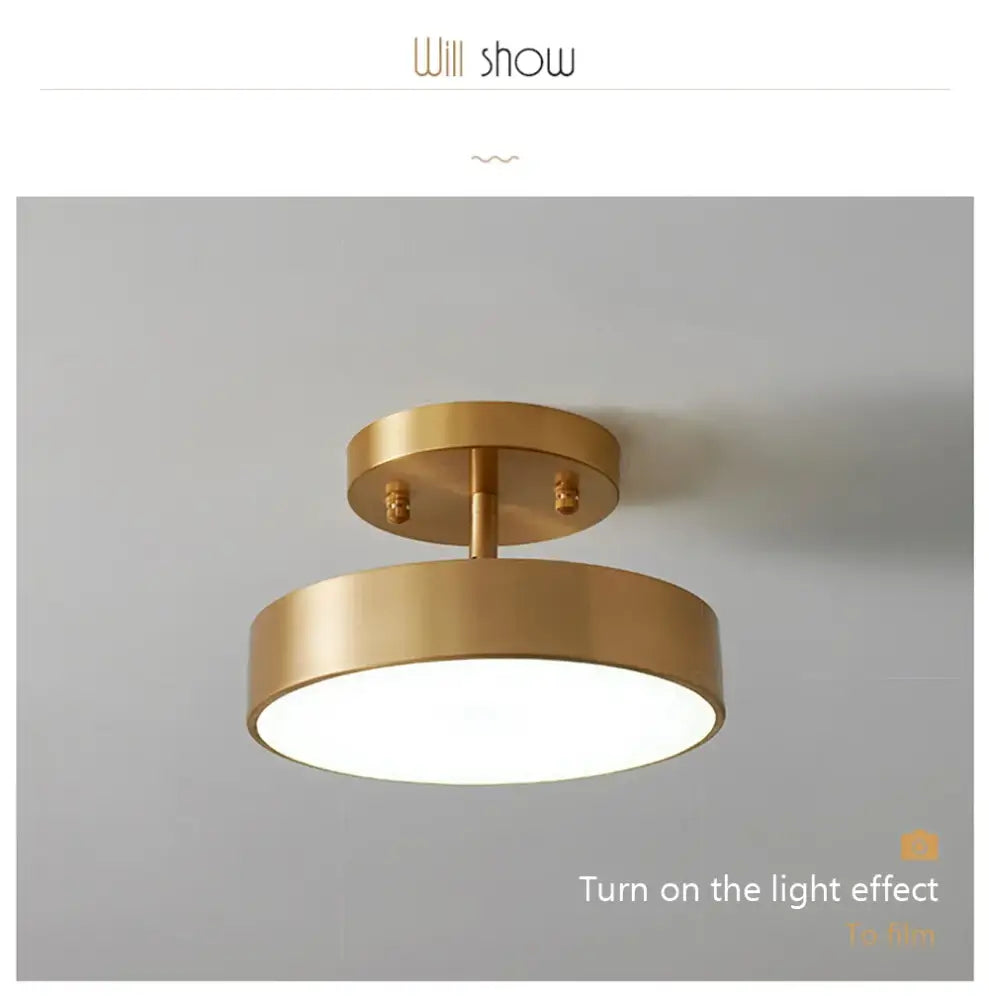 Gold-finished DecorBites™ led ceiling light with circular minimalist design and frosted glass diffuser for bedroom and living room