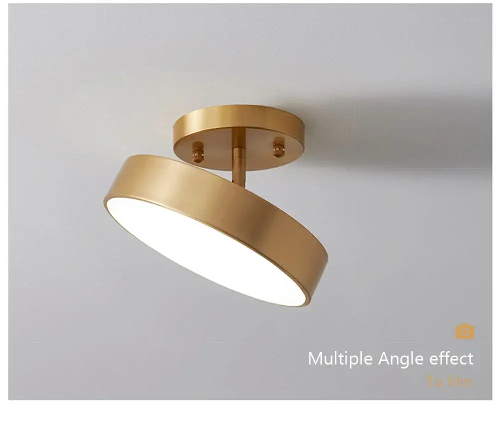 DecorBites™ gold-finished led ceiling light with sleek circular design and adjustable angle for versatile illumination