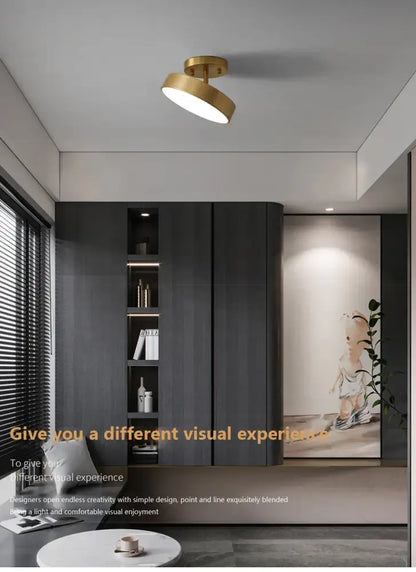 Gold-finished modern DecorBites™ led ceiling light with sleek angular design for bedroom and living room lighting