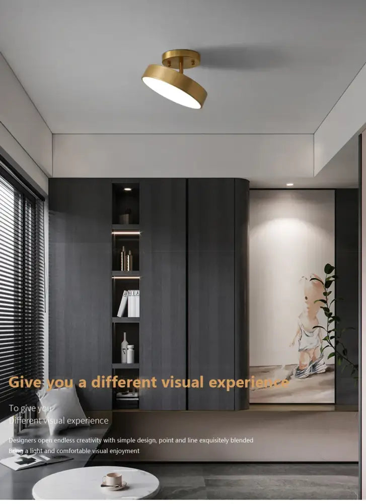 Gold-finished modern DecorBites™ led ceiling light with sleek angular design for bedroom and living room lighting