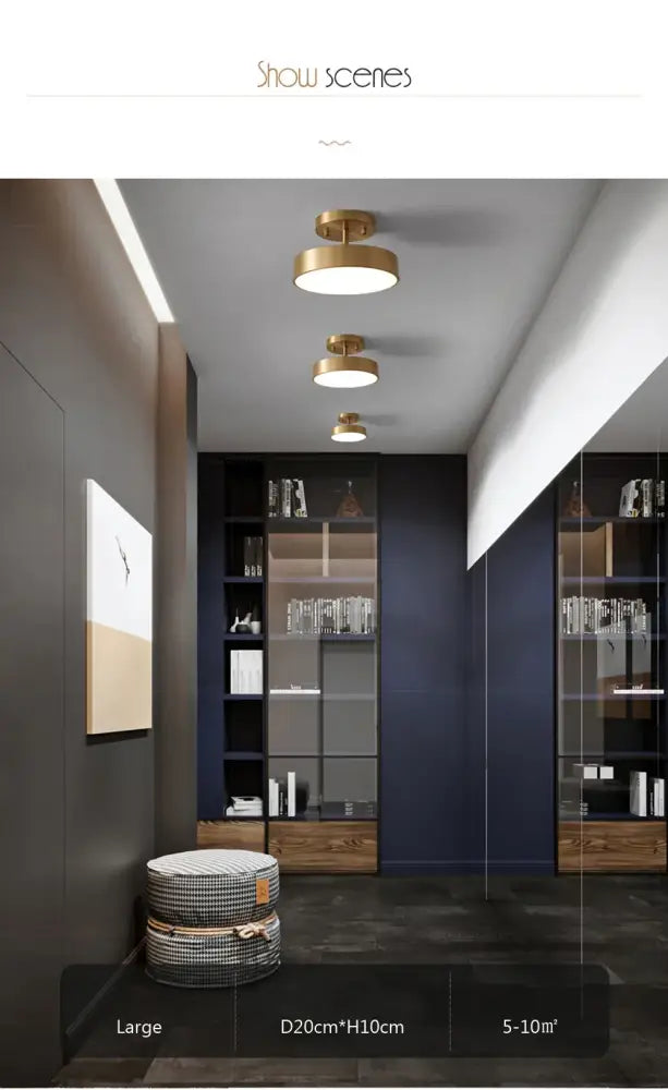 Gold-finished circular led ceiling light by decorbites with sleek modern design for bedroom and living room use