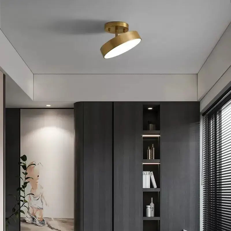 Gold-toned decorbites led ceiling light with sleek circular lampshade for bedroom and living room illumination