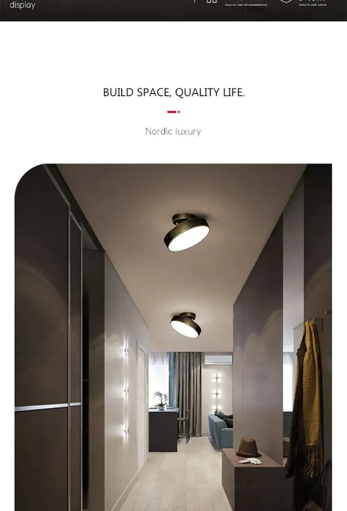 Modern black decorbites™ led ceiling light with sleek circular design illuminating bedroom and living room hallway