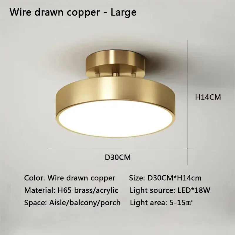 DecorBites™ led ceiling light with wire-drawn copper finish and h65 brass acrylic construction for bedroom and living room