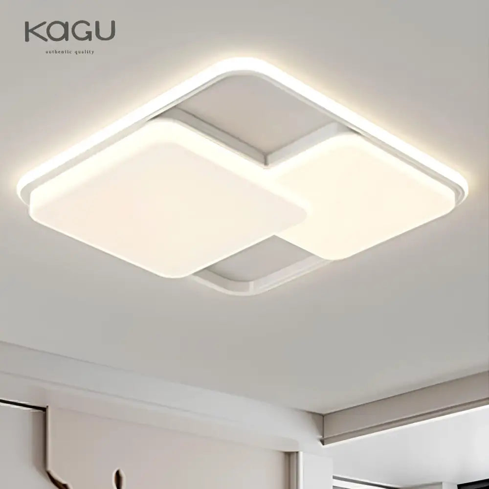 Modern white decorbites led ceiling lights with sleek rectangular design and overlapping illuminated panels for indoor use