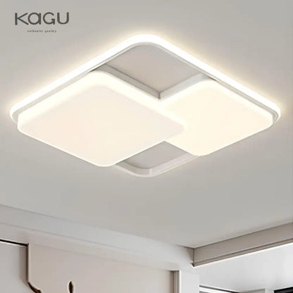 Modern white decorbites led ceiling lights with sleek rectangular design and overlapping illuminated panels for indoor use