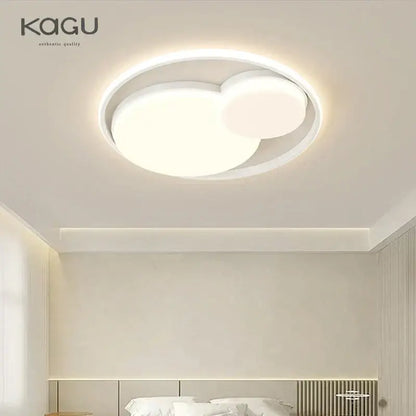 White circular decorbites led ceiling light with two overlapping illuminated circles for modern indoor lighting fixtures