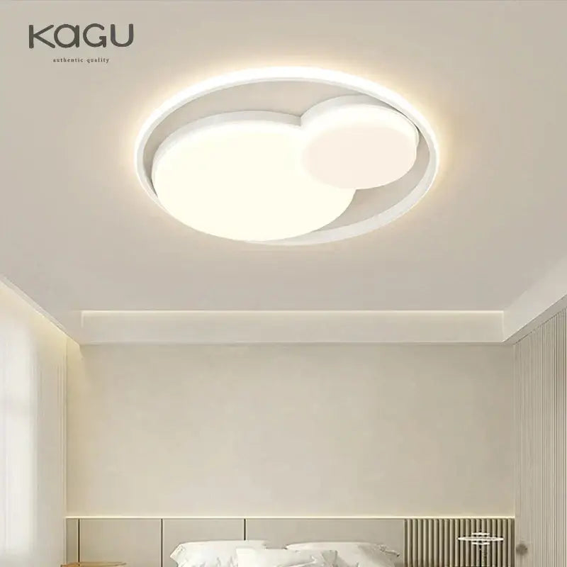 White circular decorbites led ceiling light with two overlapping illuminated circles for modern indoor lighting fixtures