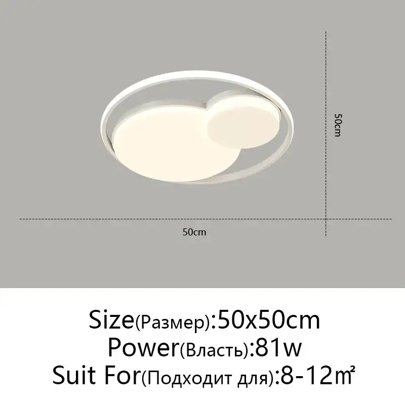 Modern white circular DecorBites LED ceiling light with sleek minimalist design and overlapping illuminated panels for indoor use