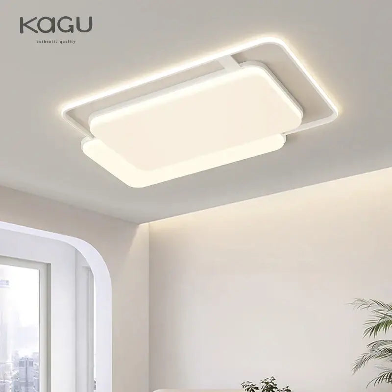 Modern rectangular decorbites led ceiling light with sleek white frame and soft diffused glow for indoor use