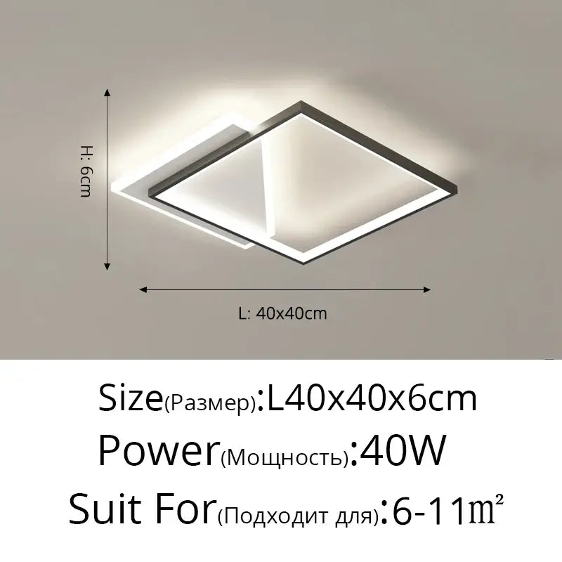 Modern minimalist DecorBites LED ceiling lights with sleek black frame and white illuminated panels for contemporary interiors