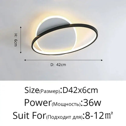 Modern black and white circular decorbites led ceiling light with sleek minimalist design for bedroom and living room