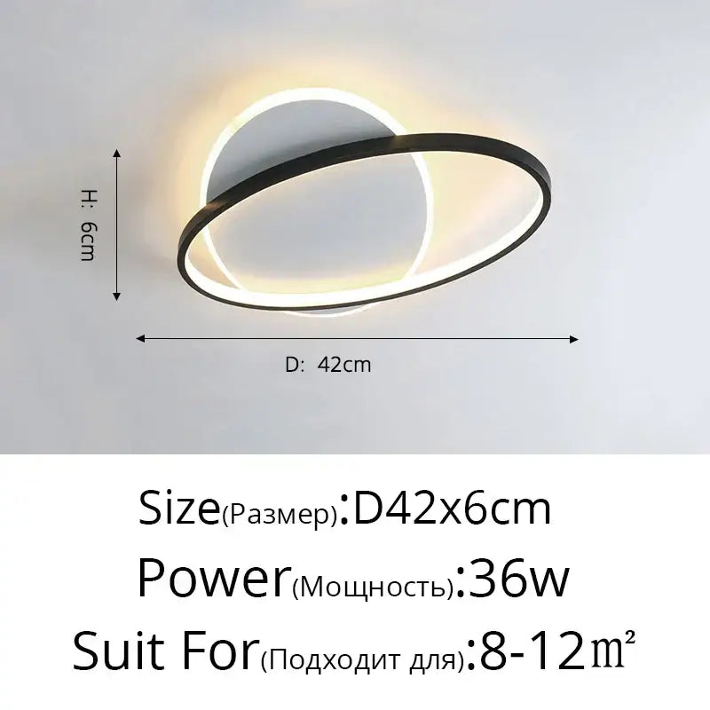 Modern black and white circular decorbites led ceiling light with sleek minimalist design for bedroom and living room