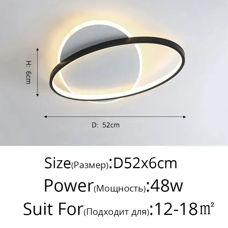 Modern black and white decorbites led ceiling lights with a glowing inner ring for bedroom study and living room use