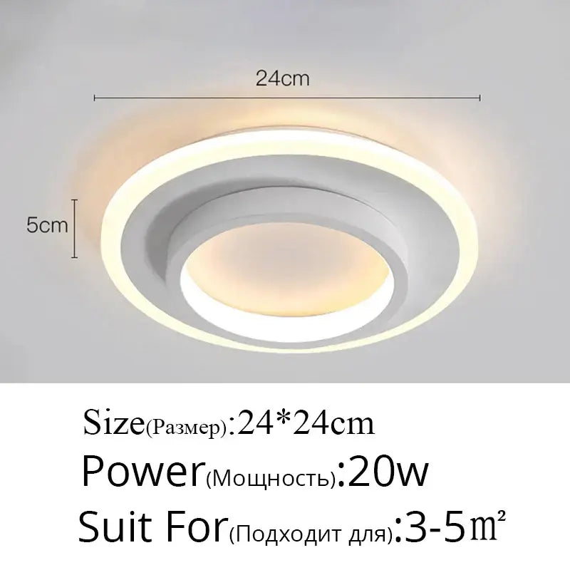 Modern white decorbites led ceiling lights with two concentric rings and warm glow for bedroom and kitchen lighting