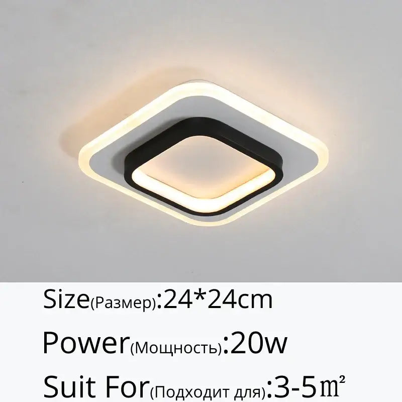 Modern square decorbites led ceiling lights with sleek black and white frame and warm led illumination edges