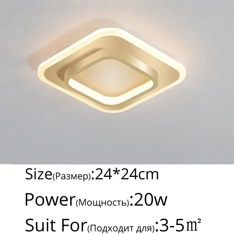 Modern beige square decorbites led ceiling light with double-layered illuminated frame for bedroom and kitchen use