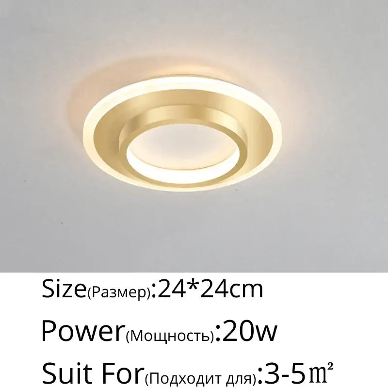 Modern gold-toned decorbites led ceiling lights featuring sleek minimalist circular rings for bedroom and kitchen lighting