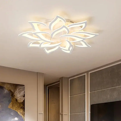 White decorbites led ceiling lights featuring a sleek lotus flower design ideal for dining living and bedroom lighting