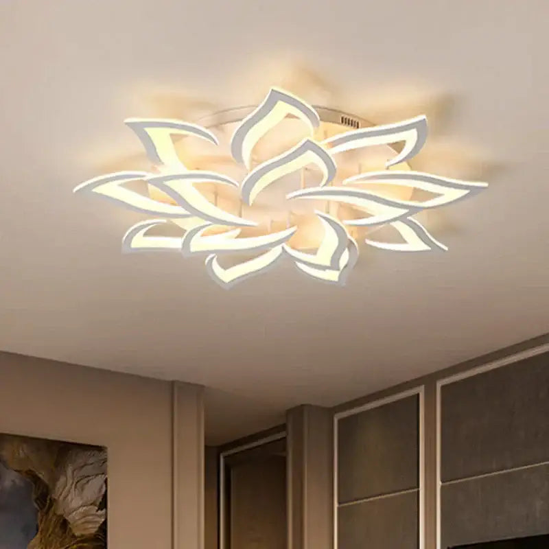 Modern white decorbites led ceiling light shaped like a blooming lotus flower for dining living room lighting