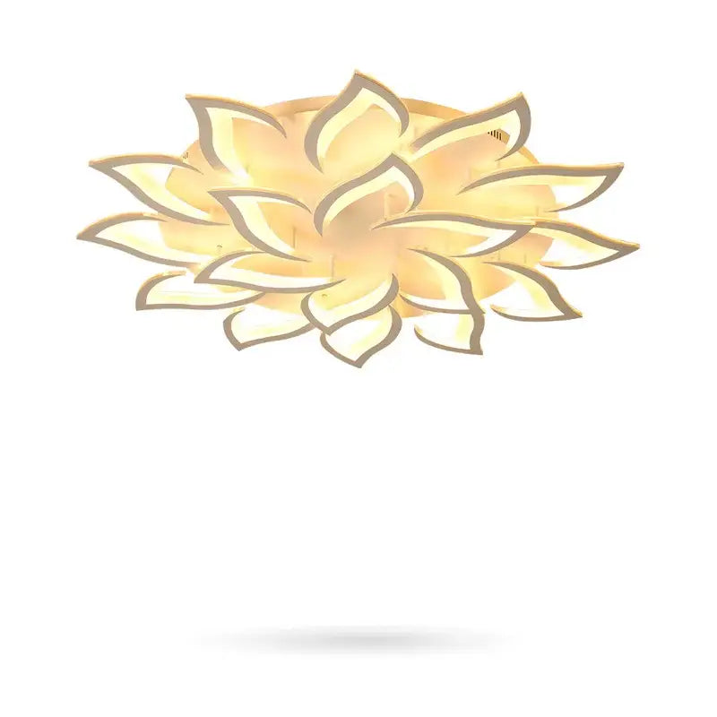 Golden flower-shaped decorbites led ceiling light with layered petal design for dining living room lighting
