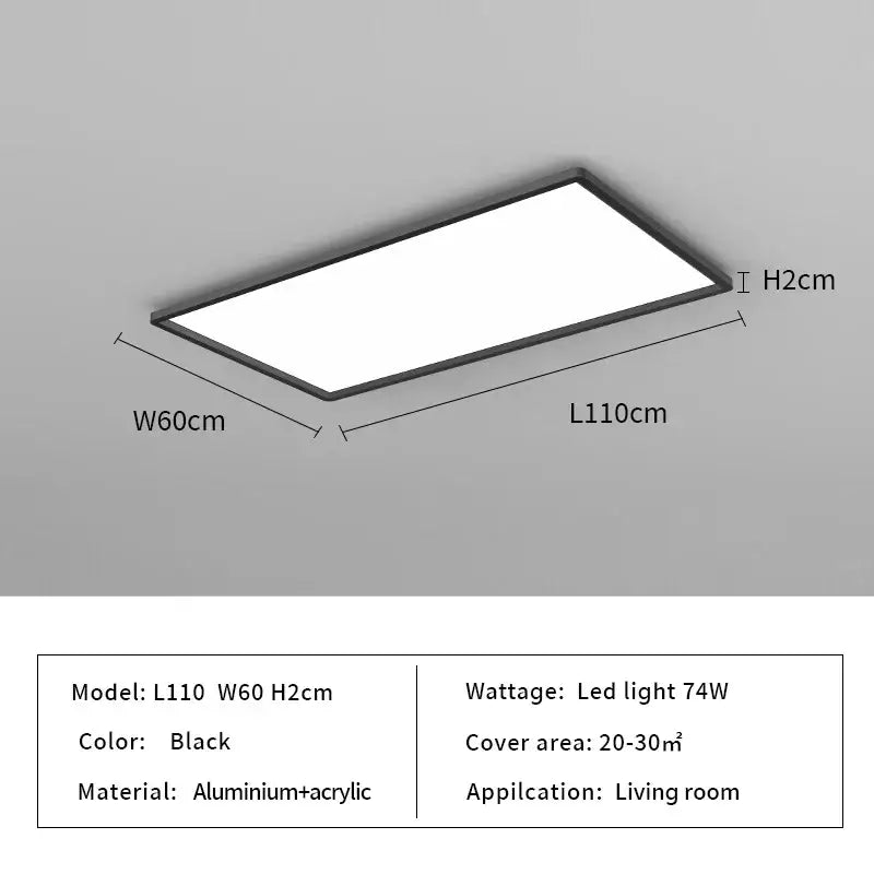 Black rectangular decorbites led ceiling light with aluminum and acrylic frame for modern home lighting fixture