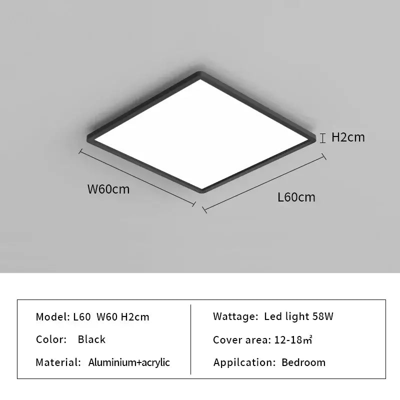 Black square DecorBites led ceiling light with sleek aluminum and acrylic frame for modern home lighting