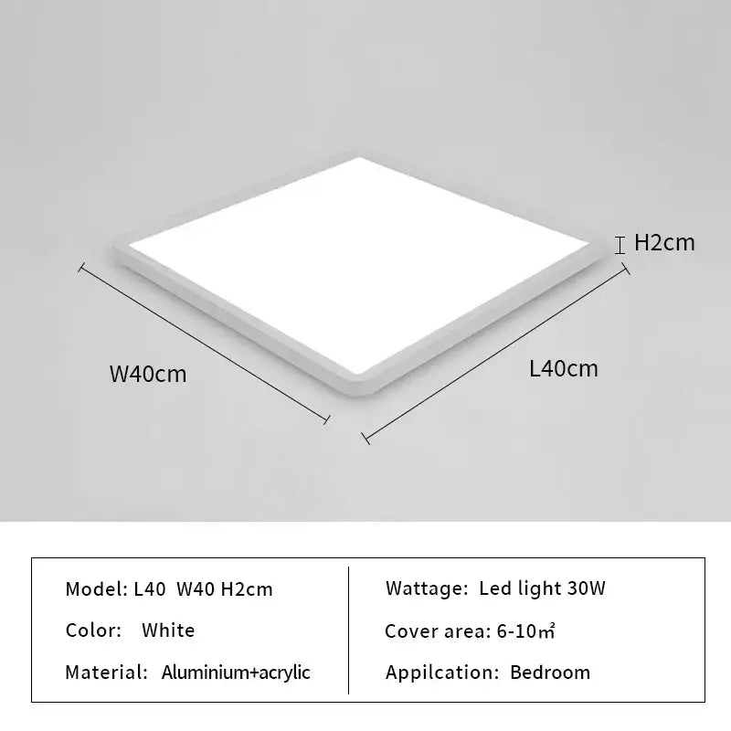 White square decorbites led ceiling light with sleek aluminum and acrylic design 40cm by 40cm for modern homes