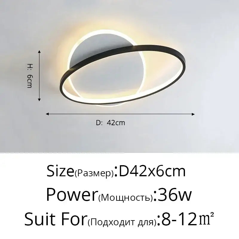 Modern black and white circular led ceiling lights by DecorBites with sleek minimalist design for indoor home decor