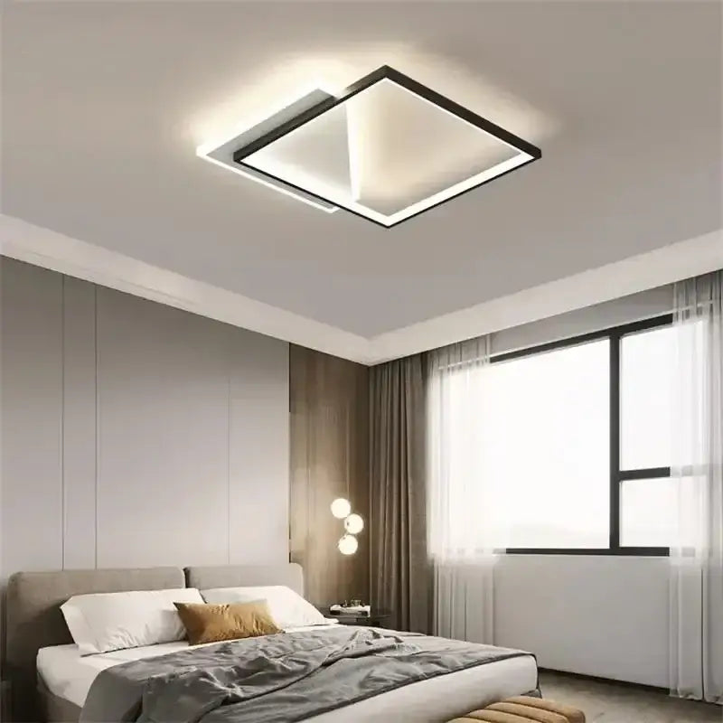 Modern square ceiling lights with sleek black frame and soft white illumination by decorbites led ceiling lights