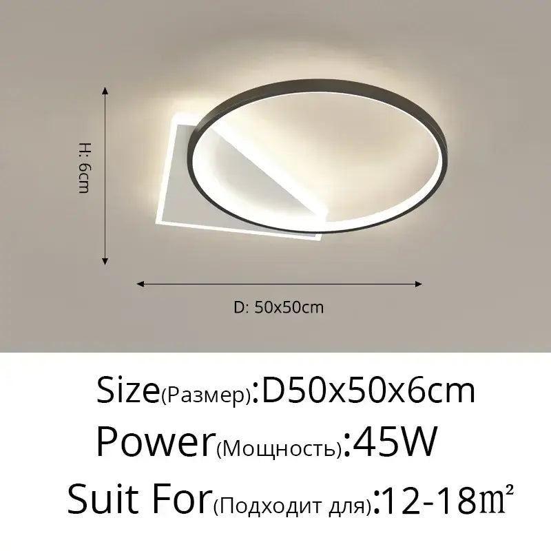 Modern minimalist decorbites led ceiling light with sleek black frame and warm integrated led lighting for indoor use