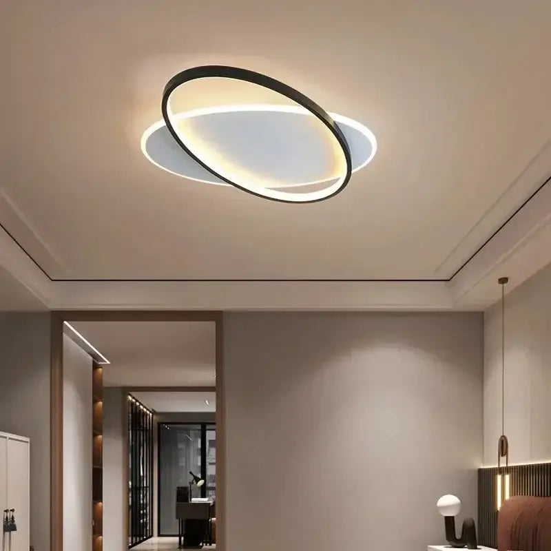 Modern black and white circular decorbites led ceiling light with sleek minimalist design for indoor home lighting