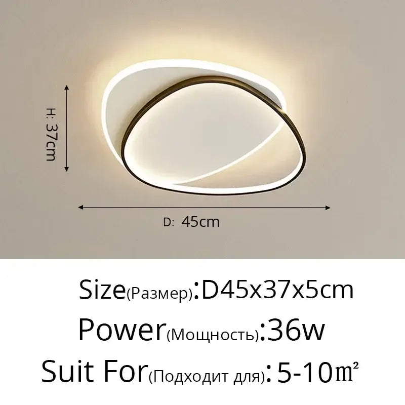 Modern minimalist decorbites led ceiling light with double-ring design featuring white LED inner ring and black metal frame