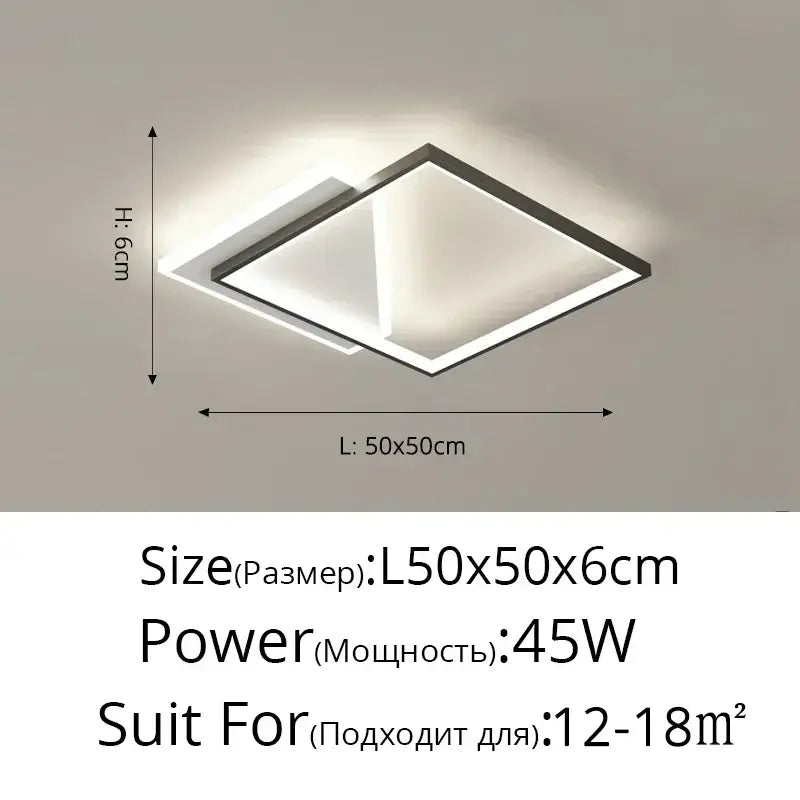 Modern minimalist decorbites led ceiling light with sleek black frame and white illumination for contemporary interiors