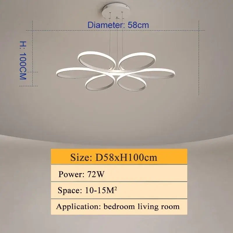 Modern white DecorBites LED ceiling lights with sleek flower-like metal rings for living room and bedroom decor