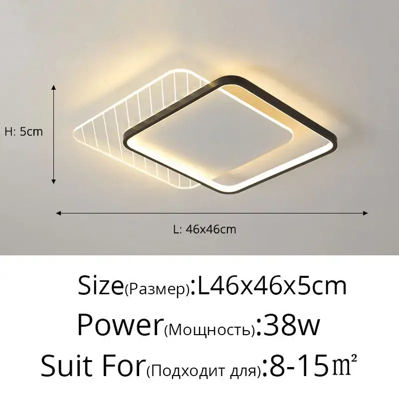 Modern square DecorBites LED ceiling lights with sleek black frame and warm white illumination for living room and bedroom