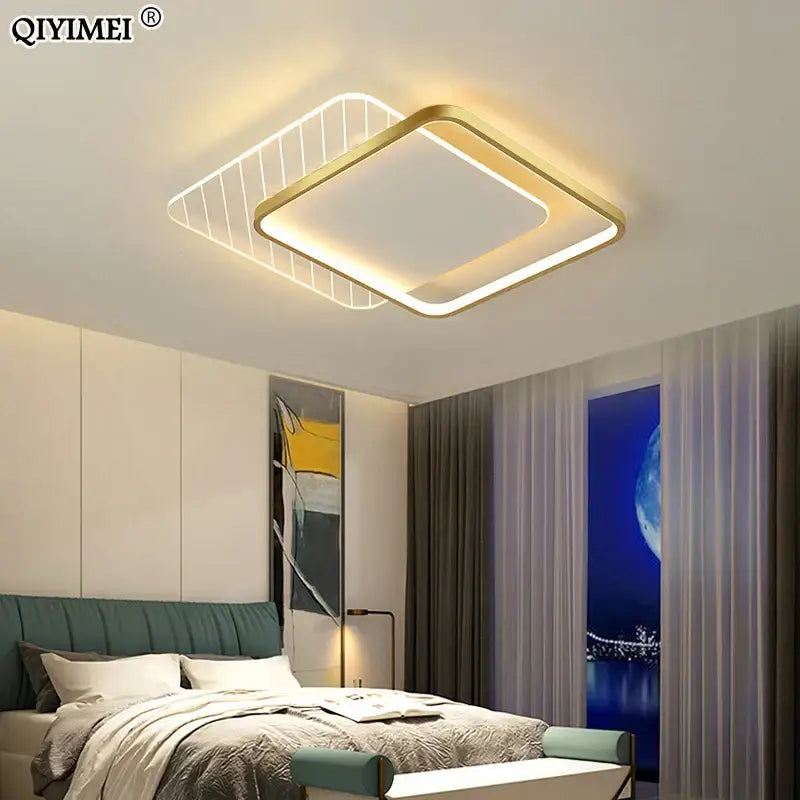 Modern rectangular ceiling lights with gold metallic frame and white led edges decorbites led ceiling lights for home