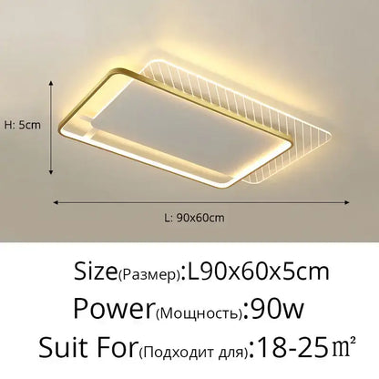 Modern decorbites led ceiling lights with gold-toned frame and integrated led strip for living room and bedroom lighting